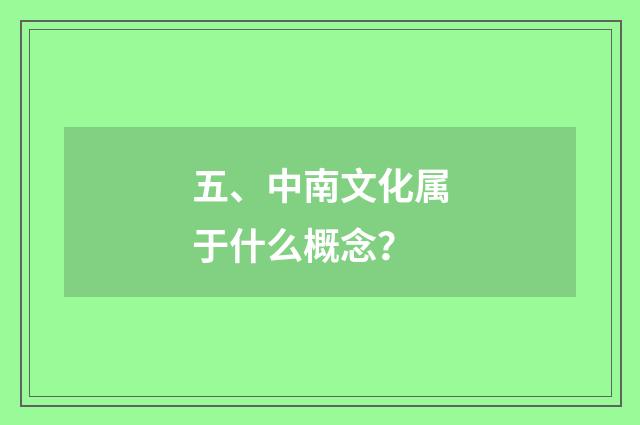 五、中南文化属于什么概念?