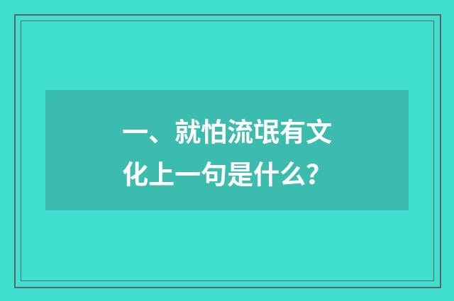 一、就怕流氓有文化上一句是什么?