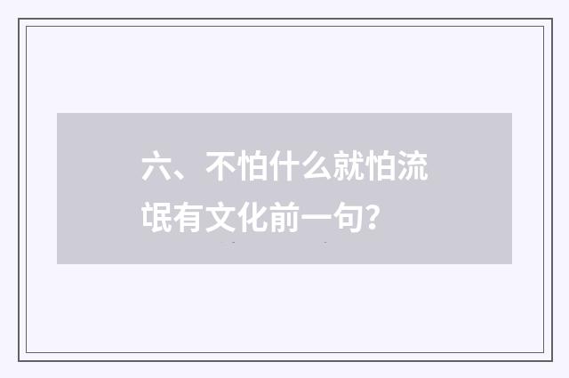 六、不怕什么就怕流氓有文化前一句？