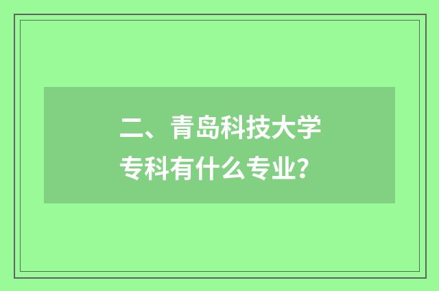 二、青岛科技大学专科有什么专业？