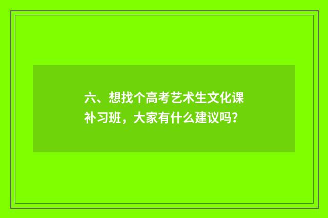 六、想找个高考艺术生文化课补习班,大家有什么建议吗?