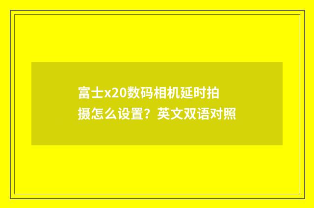 富士x20数码相机延时拍摄怎么设置?英文双语对照