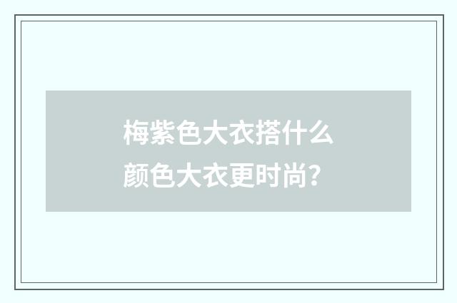 梅紫色大衣搭什么颜色大衣更时尚?