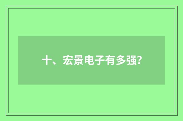 十、宏景电子有多强？