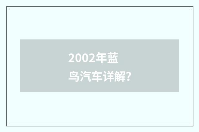 2002年蓝鸟汽车详解？