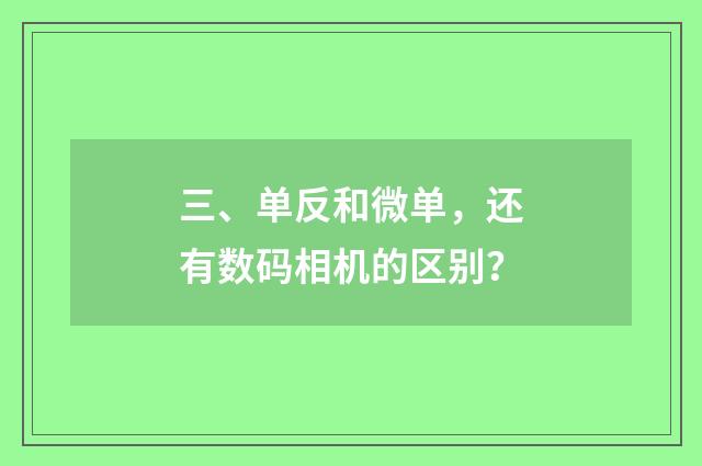 三、单反和微单,还有数码相机的区别?