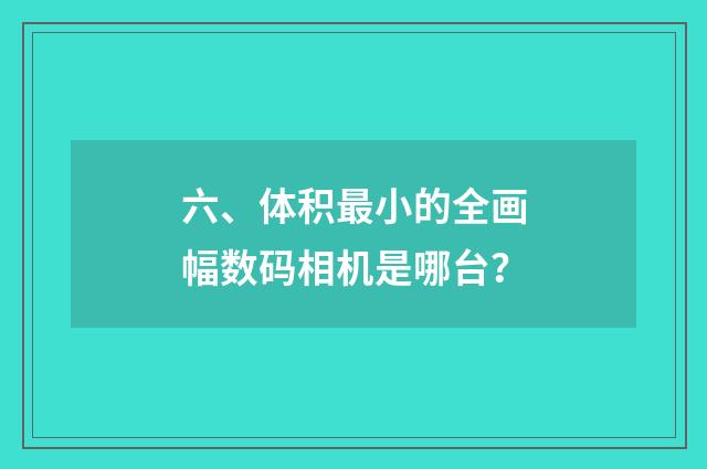 六、体积最小的全画幅数码相机是哪台？