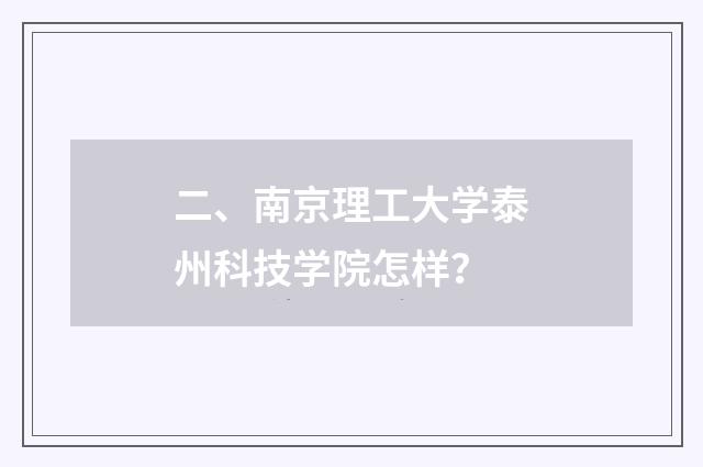 二、南京理工大学泰州科技学院怎样？