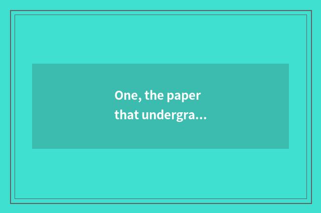 One, the paper that undergraduate mental health teachs?