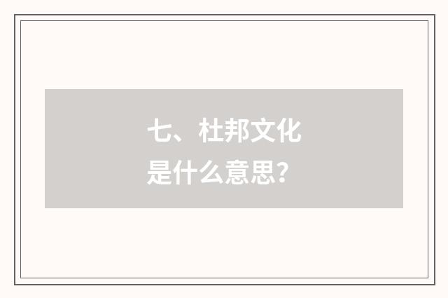 七、杜邦文化是什么意思？