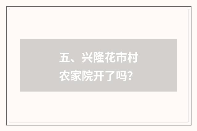 五、兴隆花市村农家院开了吗?