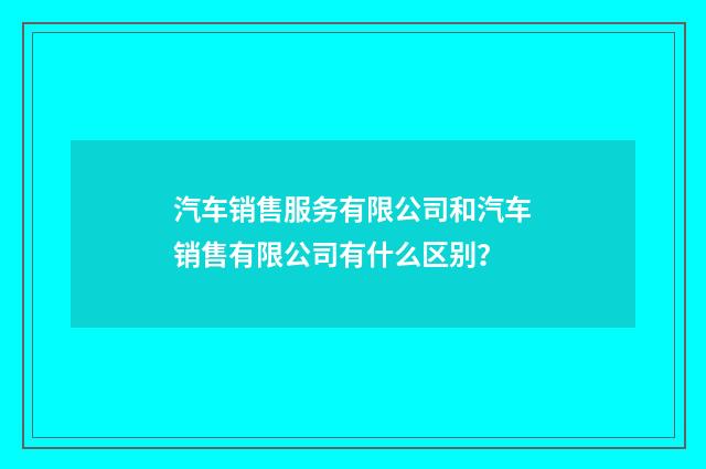 汽车销售服务有限公司和汽车销售有限公司有什么区别？