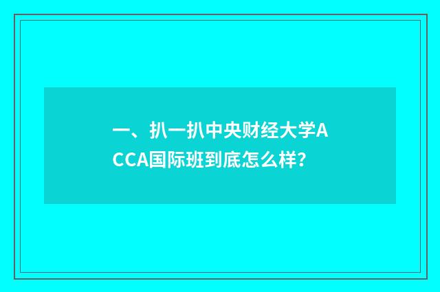 一、扒一扒中央财经大学ACCA国际班到底怎么样？
