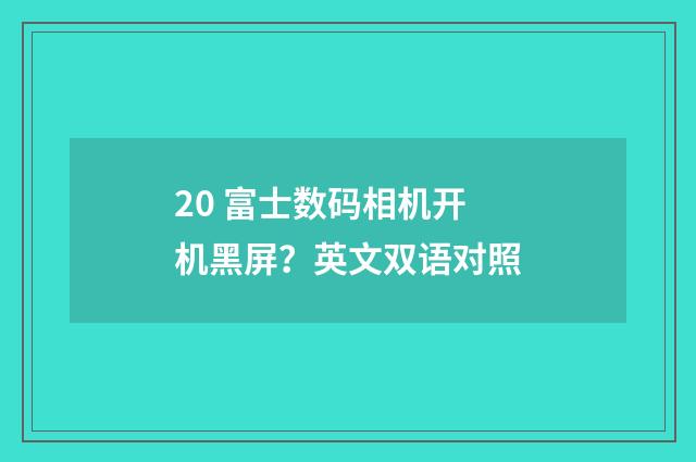 20 富士数码相机开机黑屏？英文双语对照