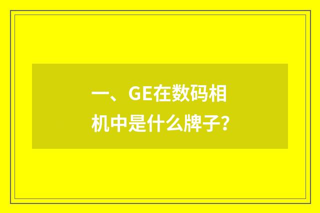 一、GE在数码相机中是什么牌子？