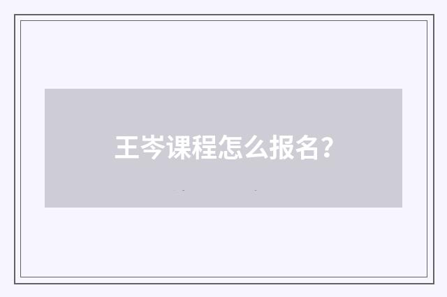 王岑课程怎么报名?