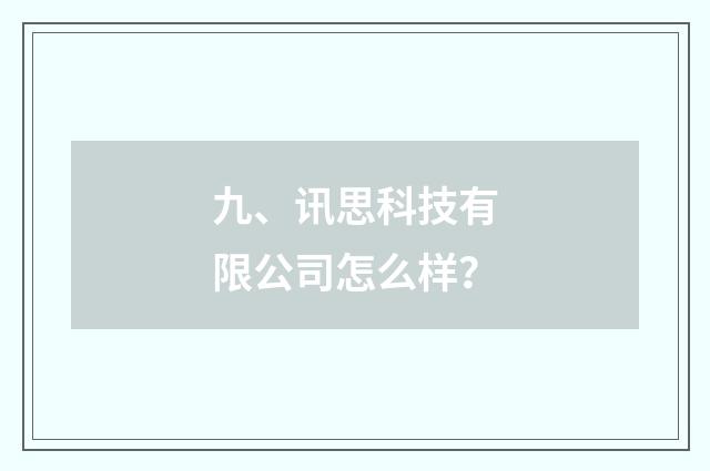 九、讯思科技有限公司怎么样？