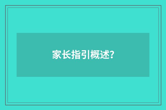 家长指引概述？