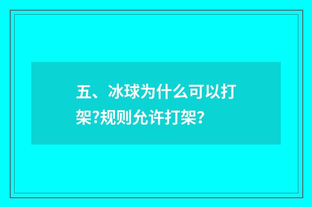 五、冰球为什么可以打架?规则允许打架？