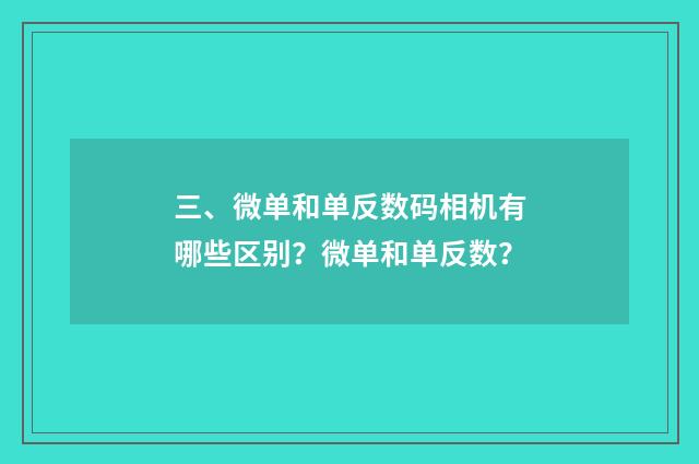 三、微单和单反数码相机有哪些区别?微单和单反数?