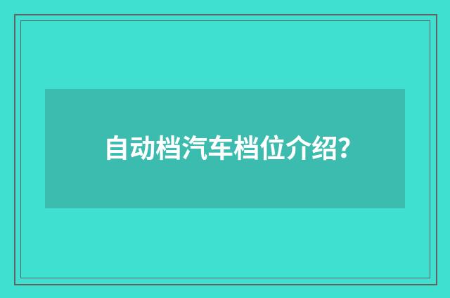 自动档汽车档位介绍？