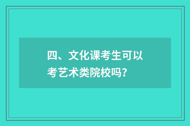 四、文化课考生可以考艺术类院校吗?