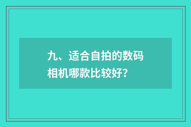 九、适合自拍的数码相机哪款比较好?