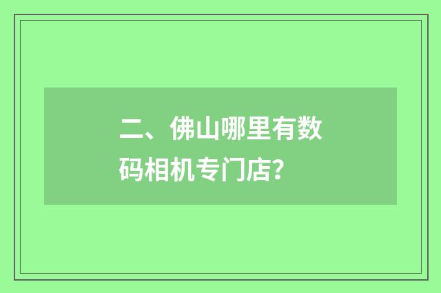 二、佛山哪里有数码相机专门店?