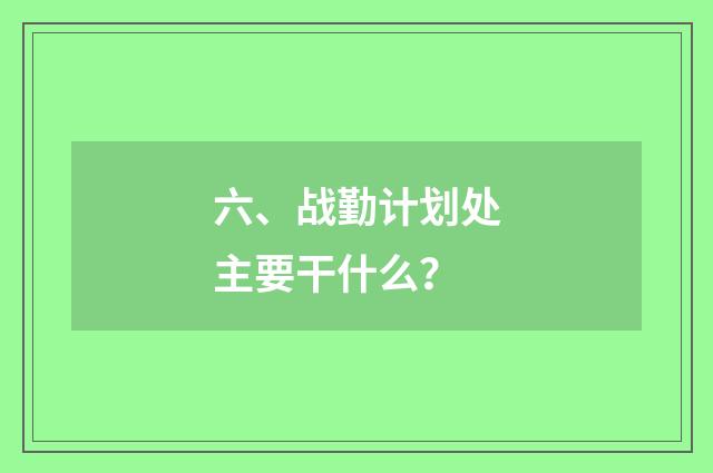 六、战勤计划处主要干什么？