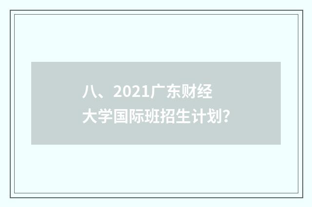 八、2021广东财经大学国际班招生计划？