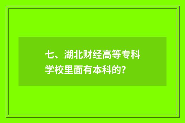 七、湖北财经高等专科学校里面有本科的？