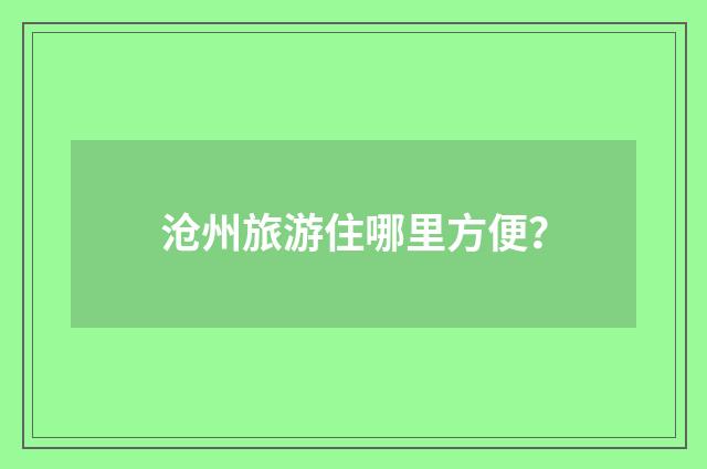 沧州旅游住哪里方便?
