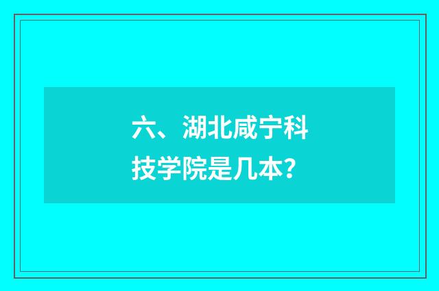 六、湖北咸宁科技学院是几本?
