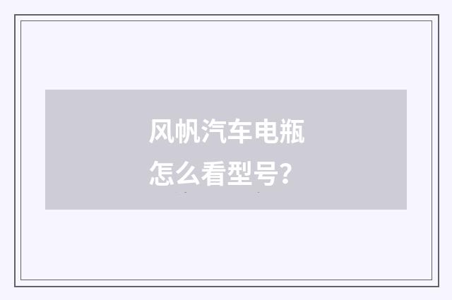风帆汽车电瓶怎么看型号?