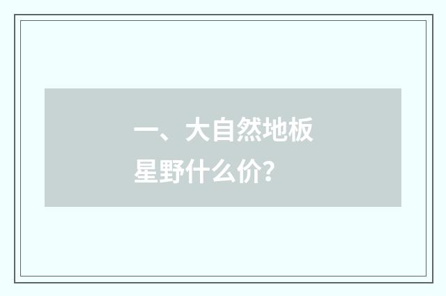 一、大自然地板星野什么价？