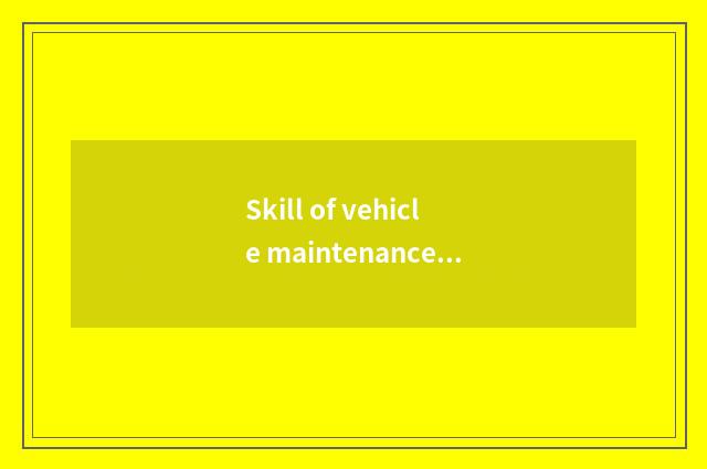 Skill of vehicle maintenance and repair?