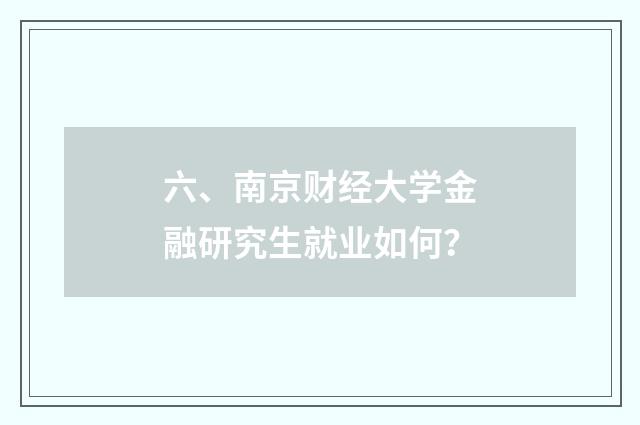 六、南京财经大学金融研究生就业如何？