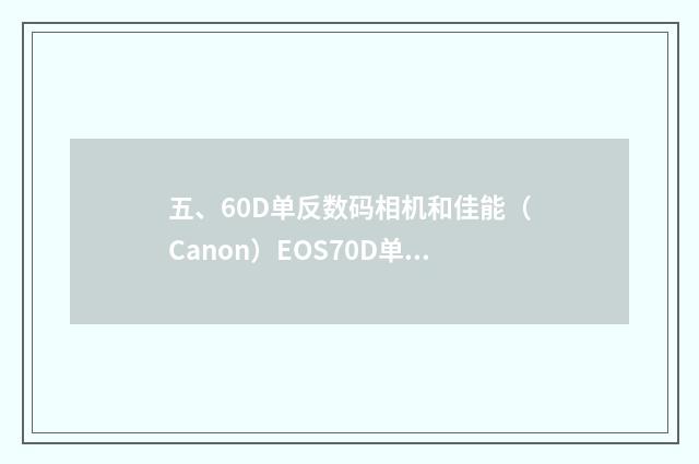 五、60D单反数码相机和佳能(Canon)EOS70D单反相机的区别?