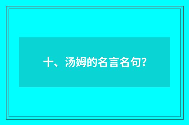 十、汤姆的名言名句？
