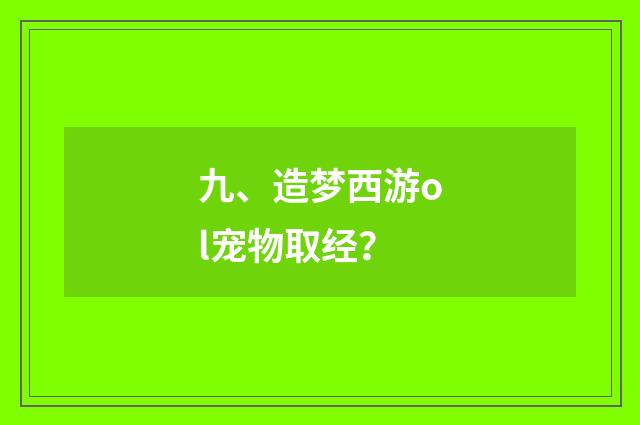 九、造梦西游ol宠物取经？