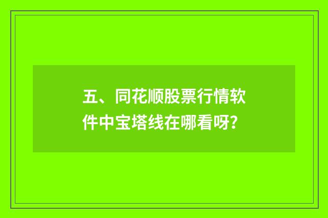 五、同花顺股票行情软件中宝塔线在哪看呀？