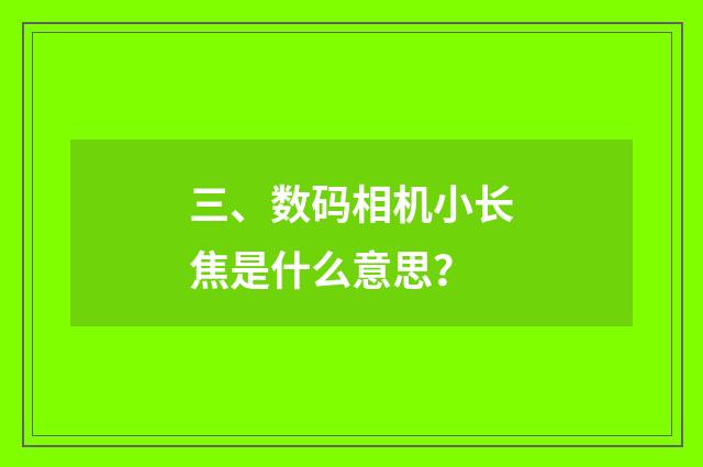 三、数码相机小长焦是什么意思?