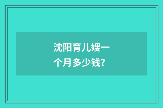 沈阳育儿嫂一个月多少钱?