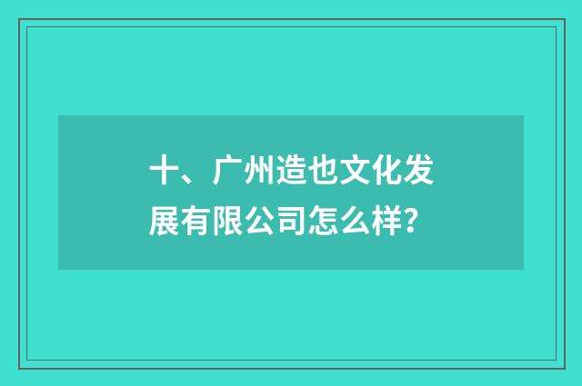 十、广州造也文化发展有限公司怎么样？