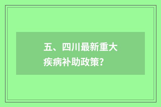 五、四川最新重大疾病补助政策？