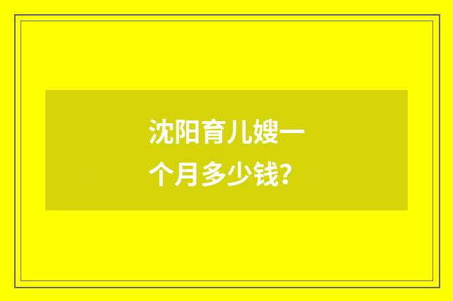 沈阳育儿嫂一个月多少钱？