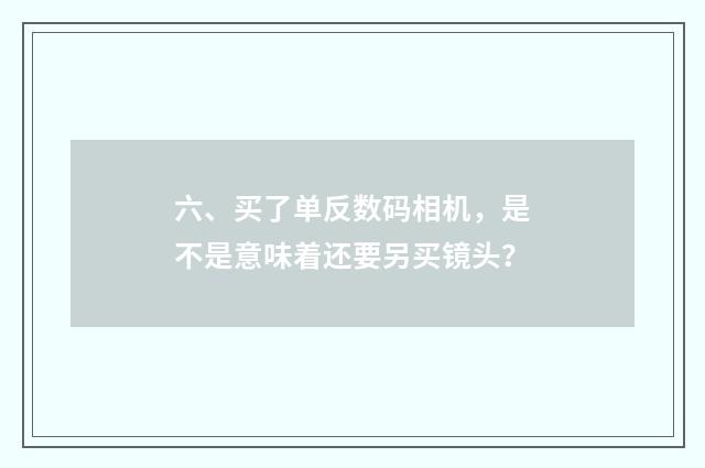六、买了单反数码相机,是不是意味着还要另买镜头?
