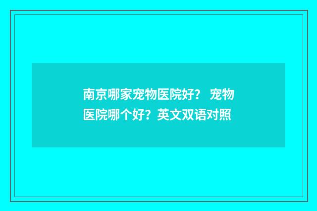 南京哪家宠物医院好？ 宠物医院哪个好？英文双语对照