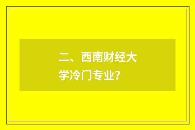 二、西南财经大学冷门专业?