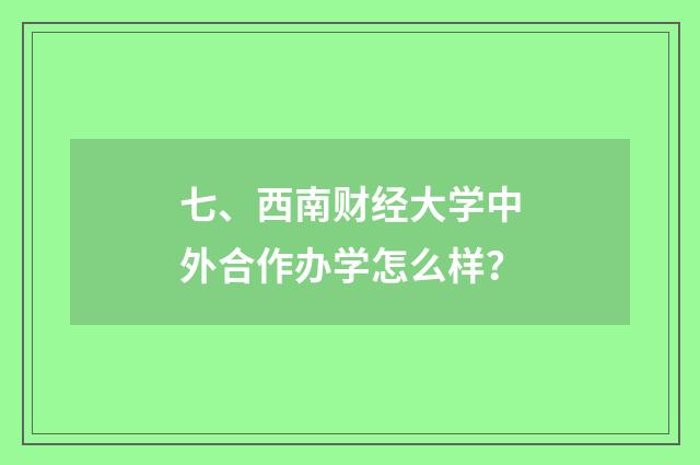 七、西南财经大学中外合作办学怎么样?